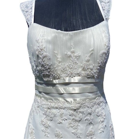 Oleg Cassini Collection David’s Bridal Ivory Lace Wedding Gown Sz 10 - Picture 14 of 16